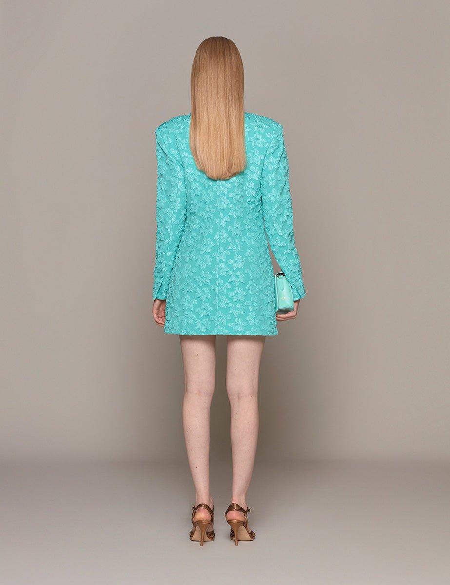 abito blazer 3d jacquard blu turquoise - rotate - blazer