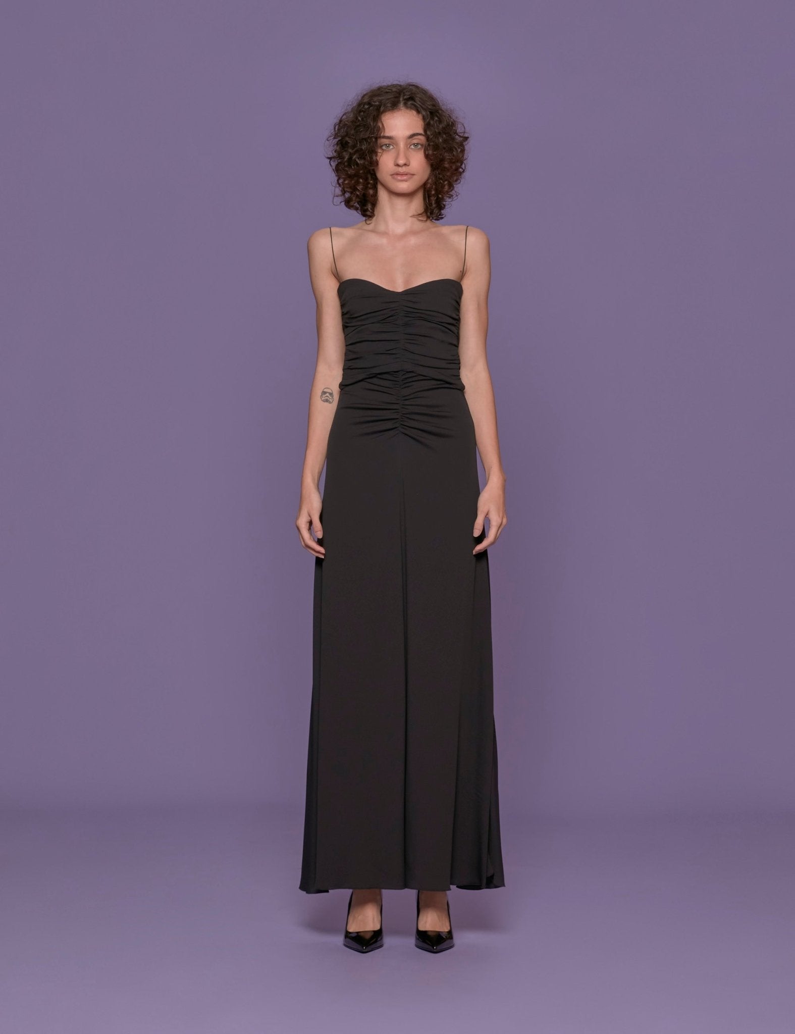 abito bustier marocain crepe nero - forte forte - abito