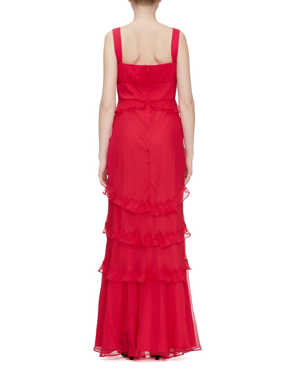 abito chandra chiffon fucsia - saloni - abito