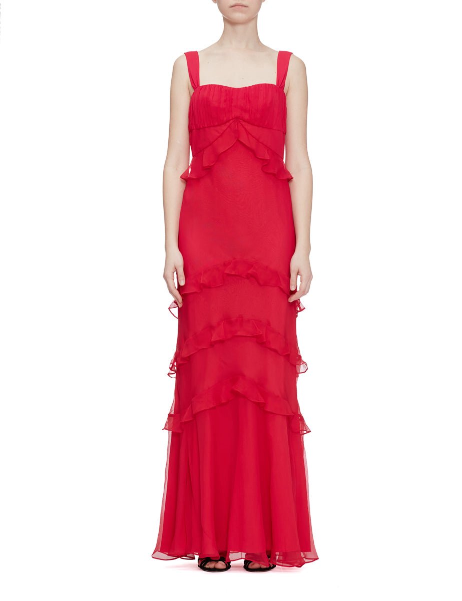 abito chandra chiffon fucsia - saloni - abito