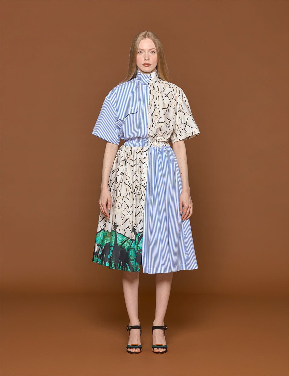 abito chemisier bastoncino azzurro - stella jean - chemisier