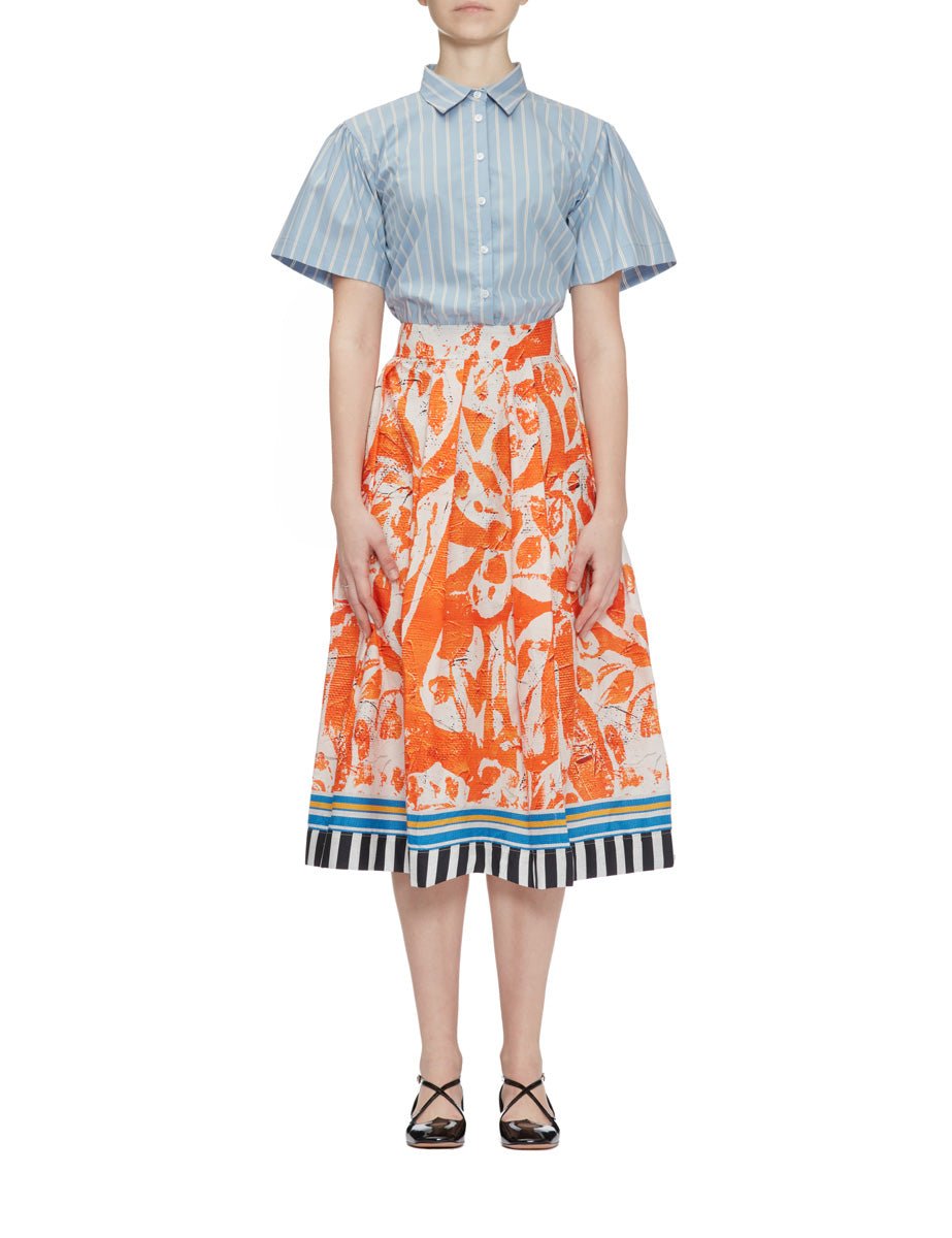 abito chemisier camicia azzurro arancione - stella jean - abito