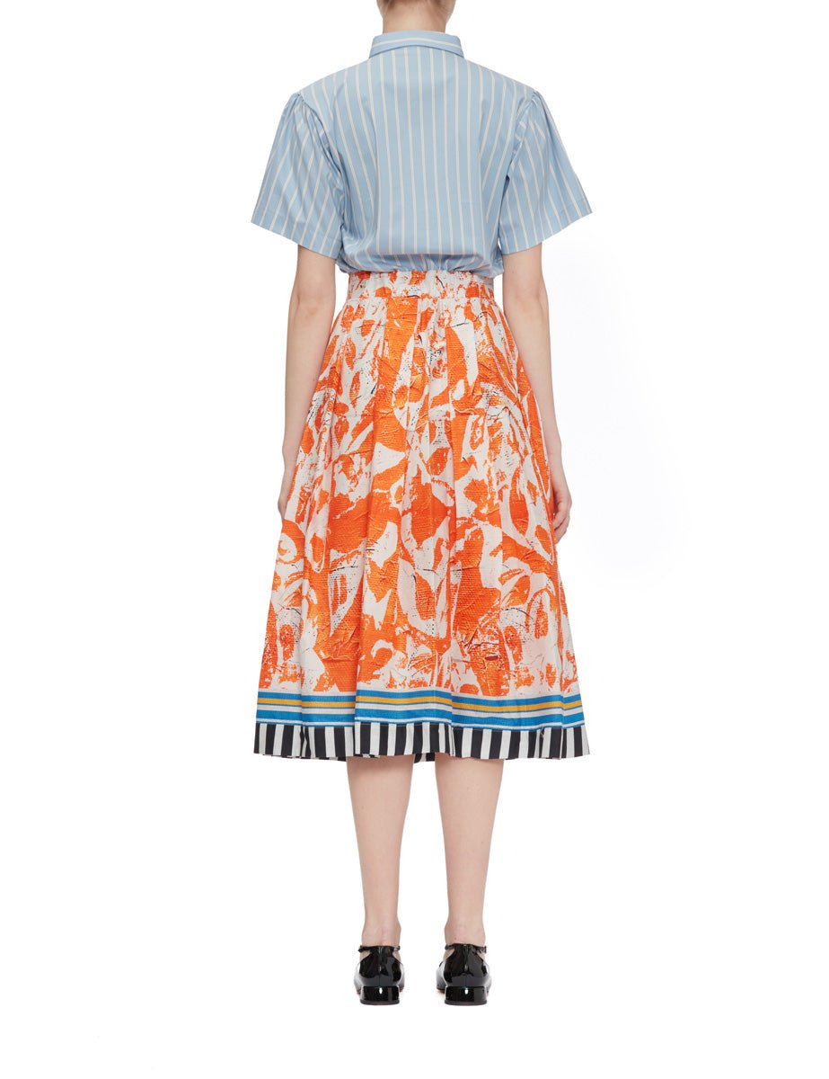 abito chemisier camicia azzurro arancione - stella jean - abito