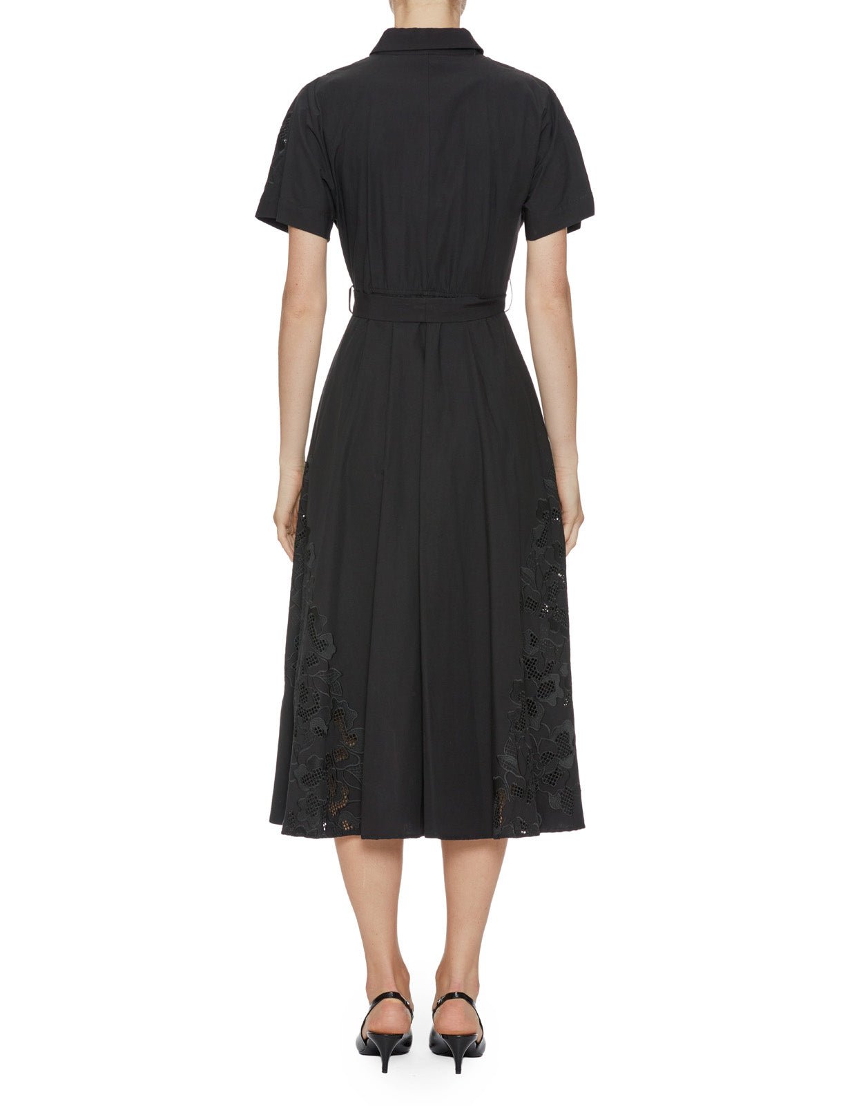 abito chemisier cotone ricamo nero - beatrice b - abito