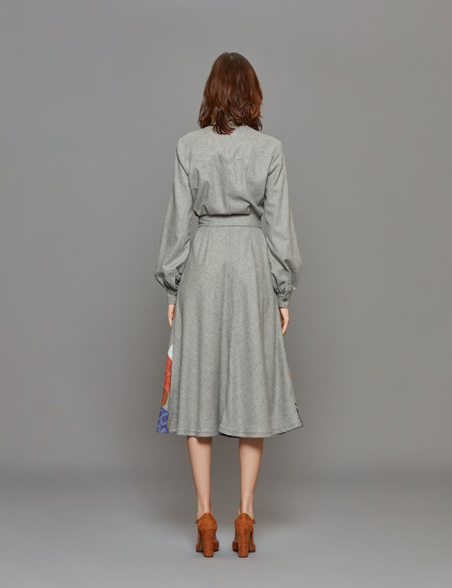 abito chemisier midi disegni grigio - stella jean - chemisier