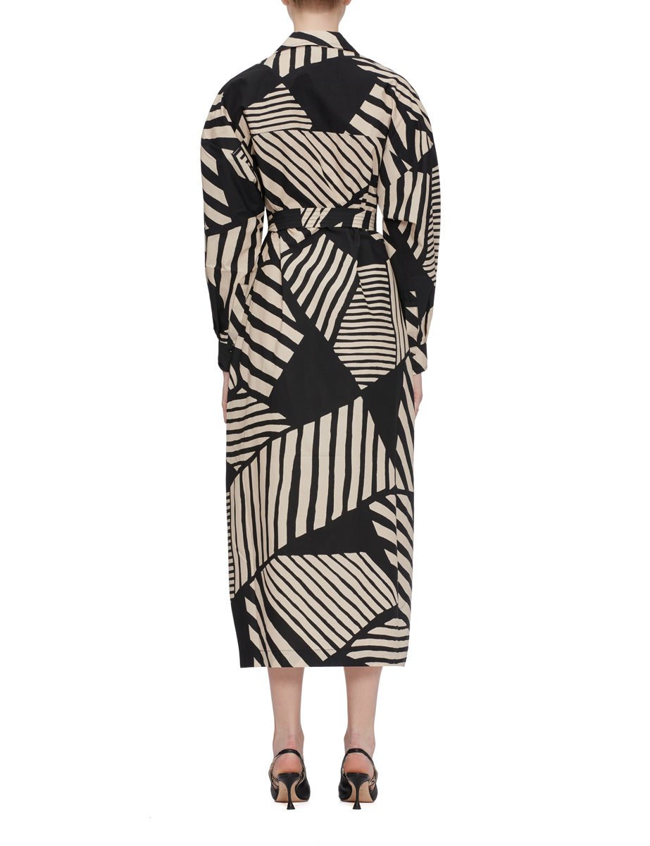 abito chemisier midi panna nero - alpha - abito