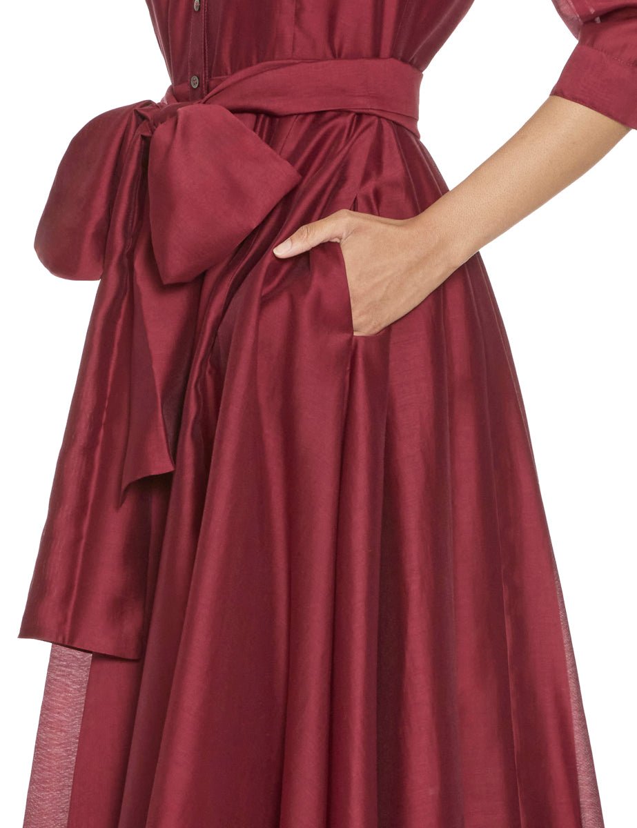 abito chemisier mussola bordeaux - blufrida - abito