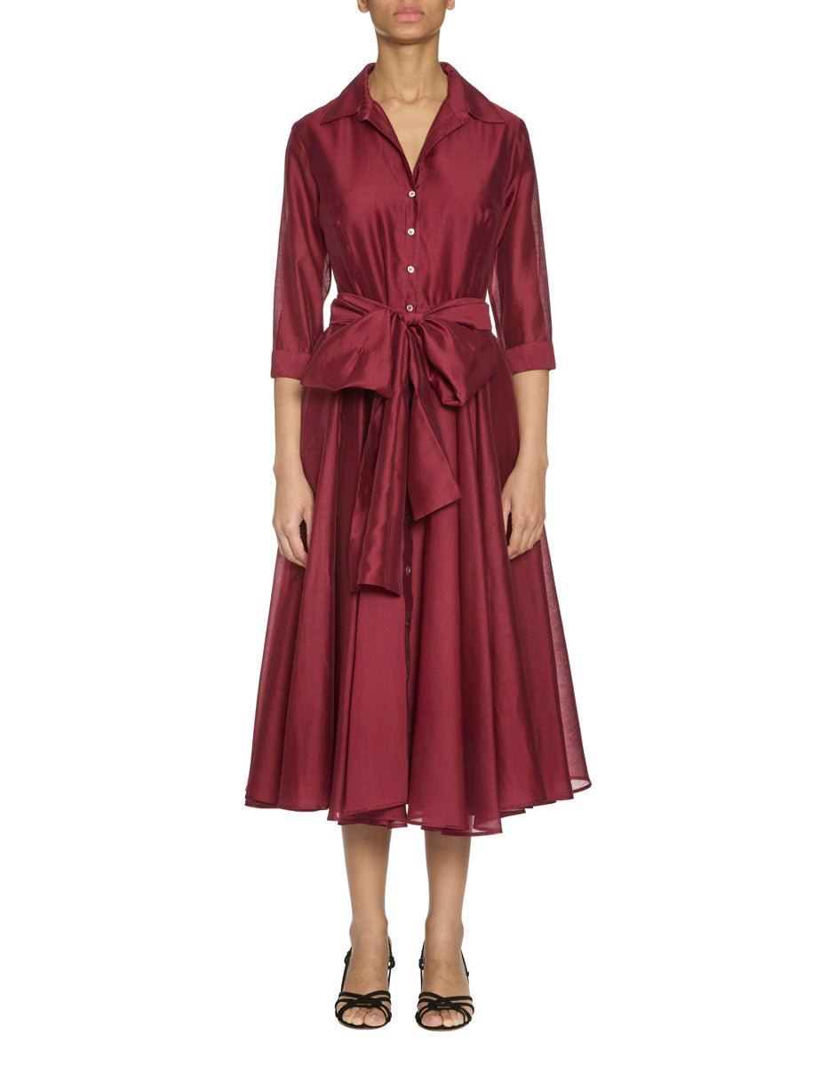 abito chemisier mussola bordeaux - blufrida - abito