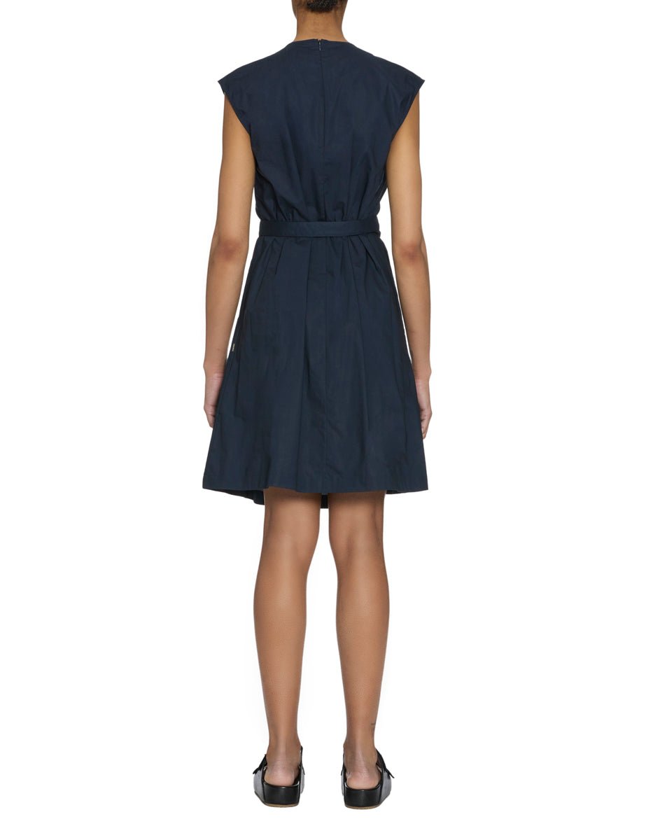 abito cinturato popeline blu - woolrich - abito