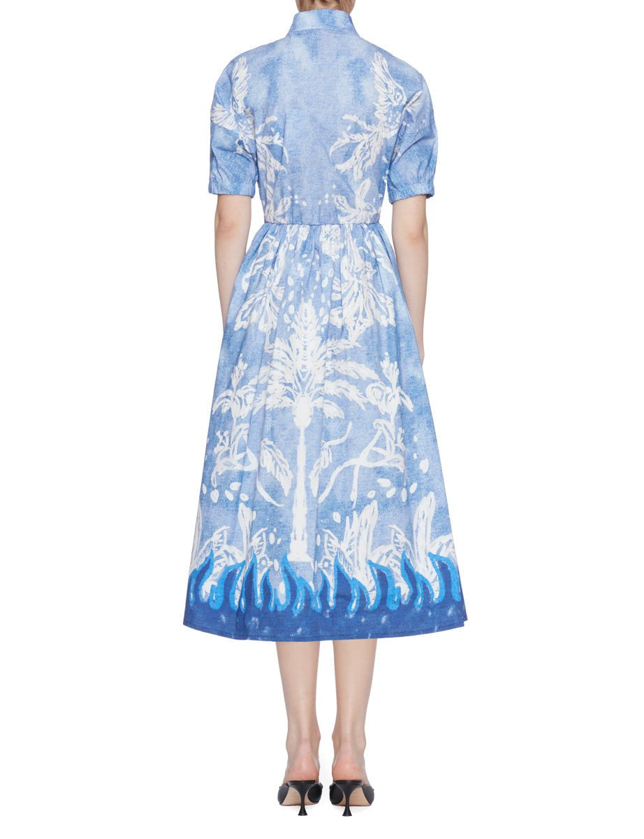 abito cotone fantasia blu - stella jean - abito