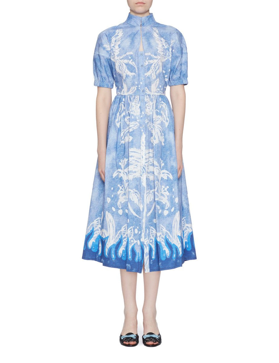 abito cotone fantasia blu - stella jean - abito