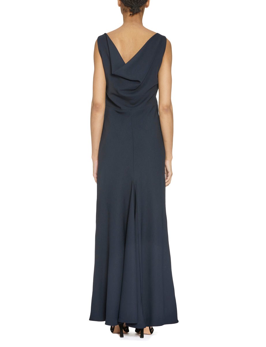 abito enver satin lungo blu navy - blufrida - abito