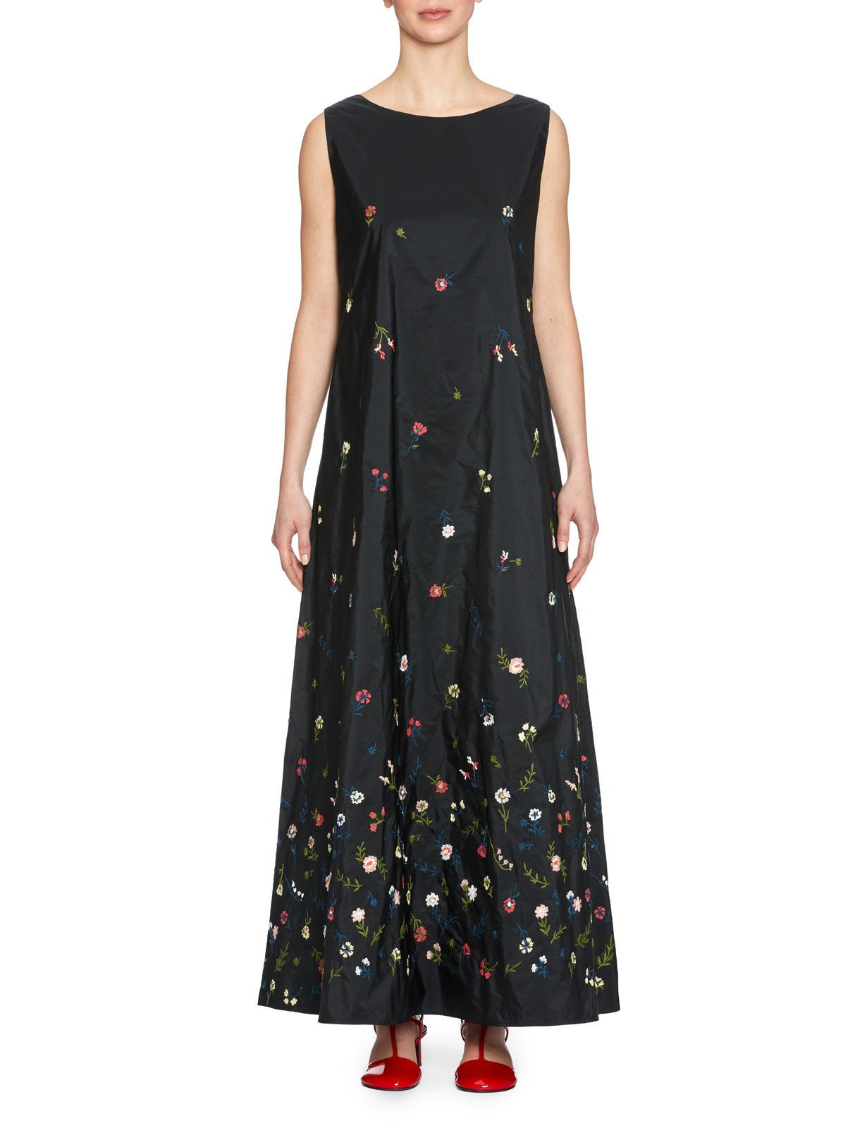 abito fiori ricamati blu black - co.go - abito