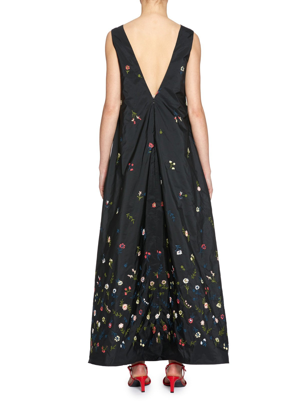 abito fiori ricamati blu black - co.go - abito