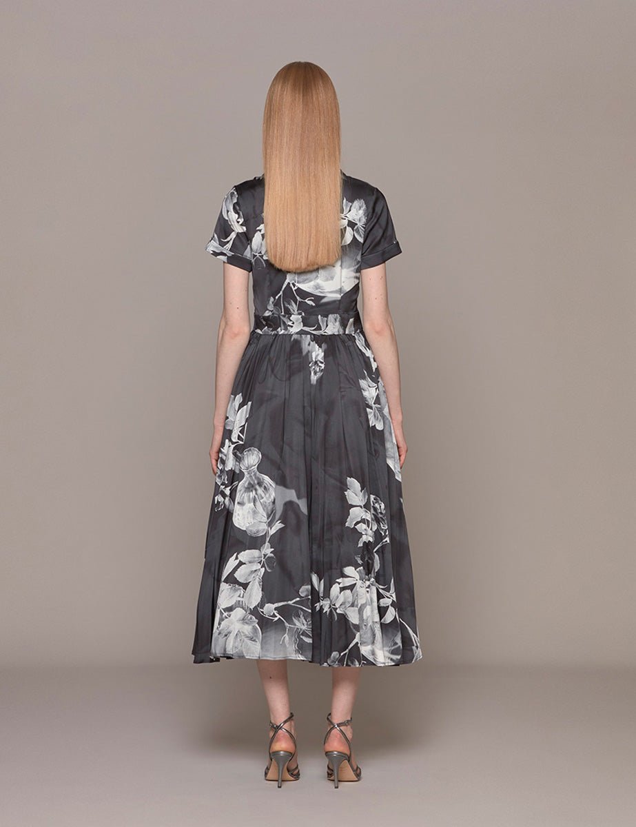 abito floreale satin nero - vivetta - abito