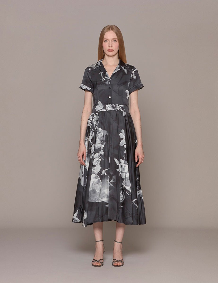 abito floreale satin nero - vivetta - abito