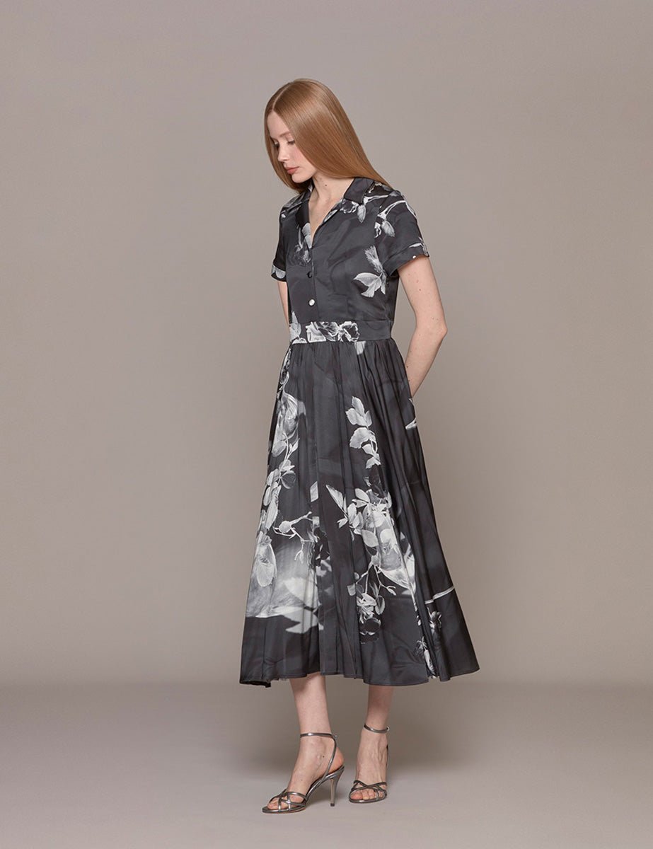 abito floreale satin nero - vivetta - abito