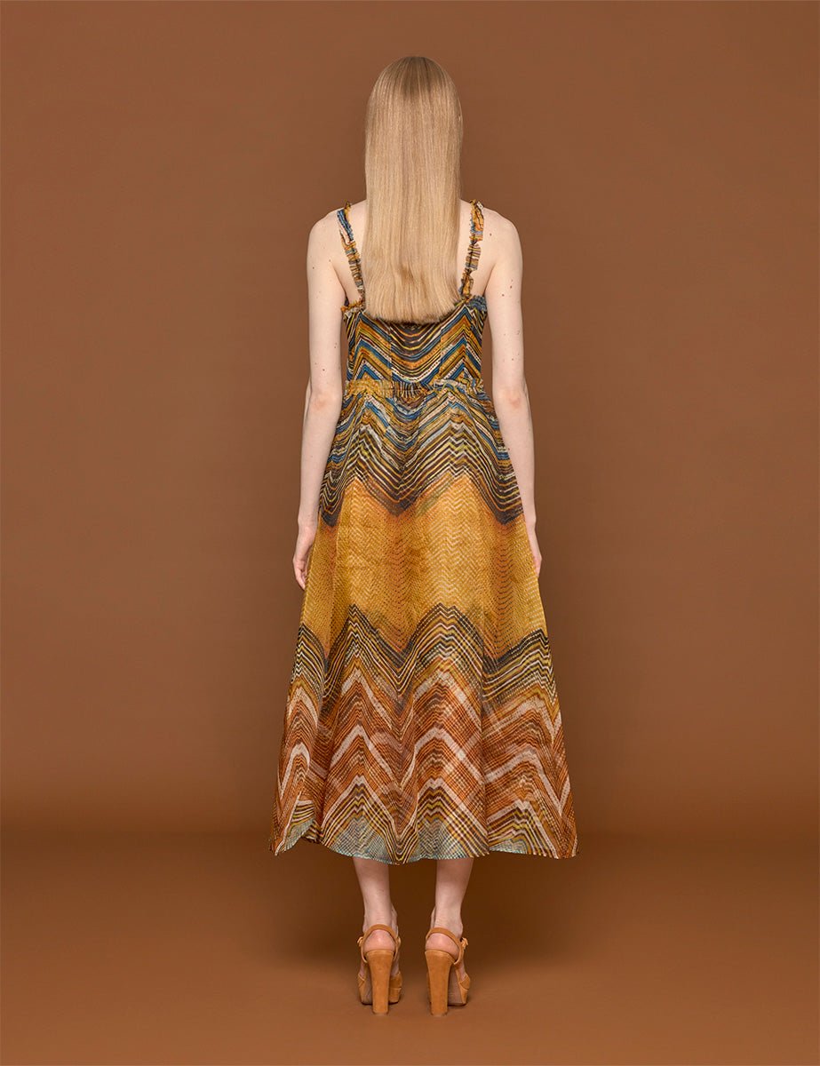 abito gisele chevron golden palm - ulla johnson - abito