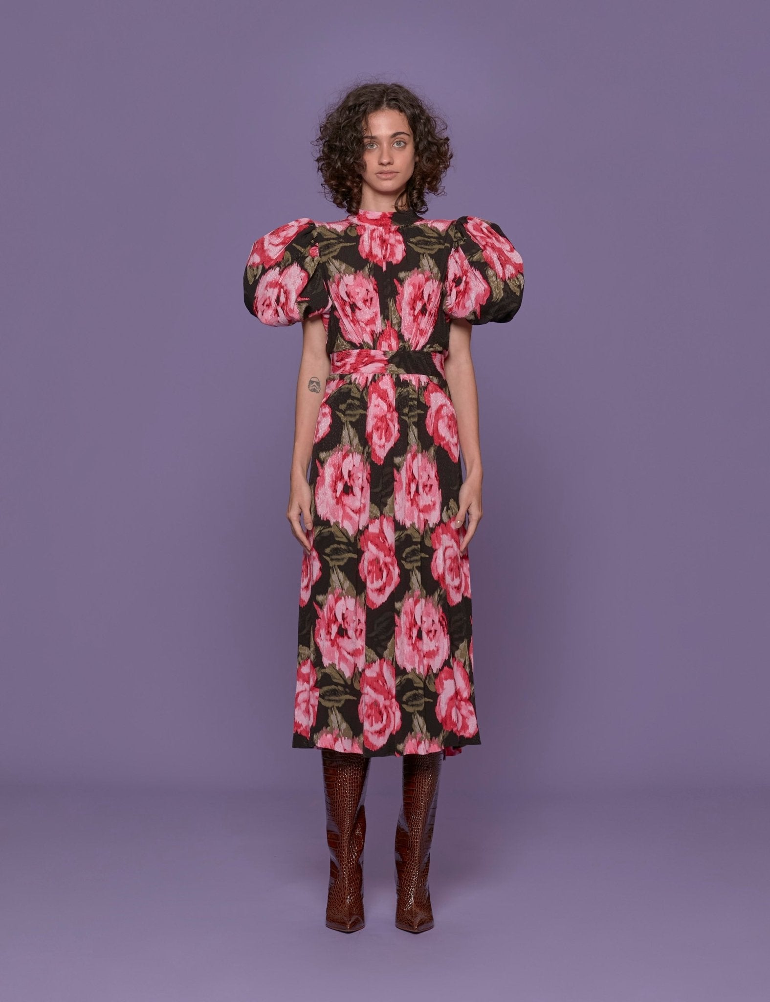 abito jacquard fiori - rotate - abito