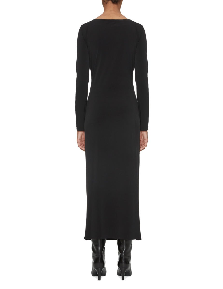 abito jersey stretch nodo davanti nero - blufrida - abito