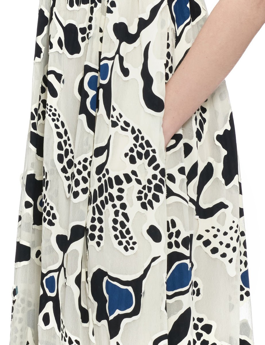 abito lungo abstract floral porcelain - ulla johnson - abito