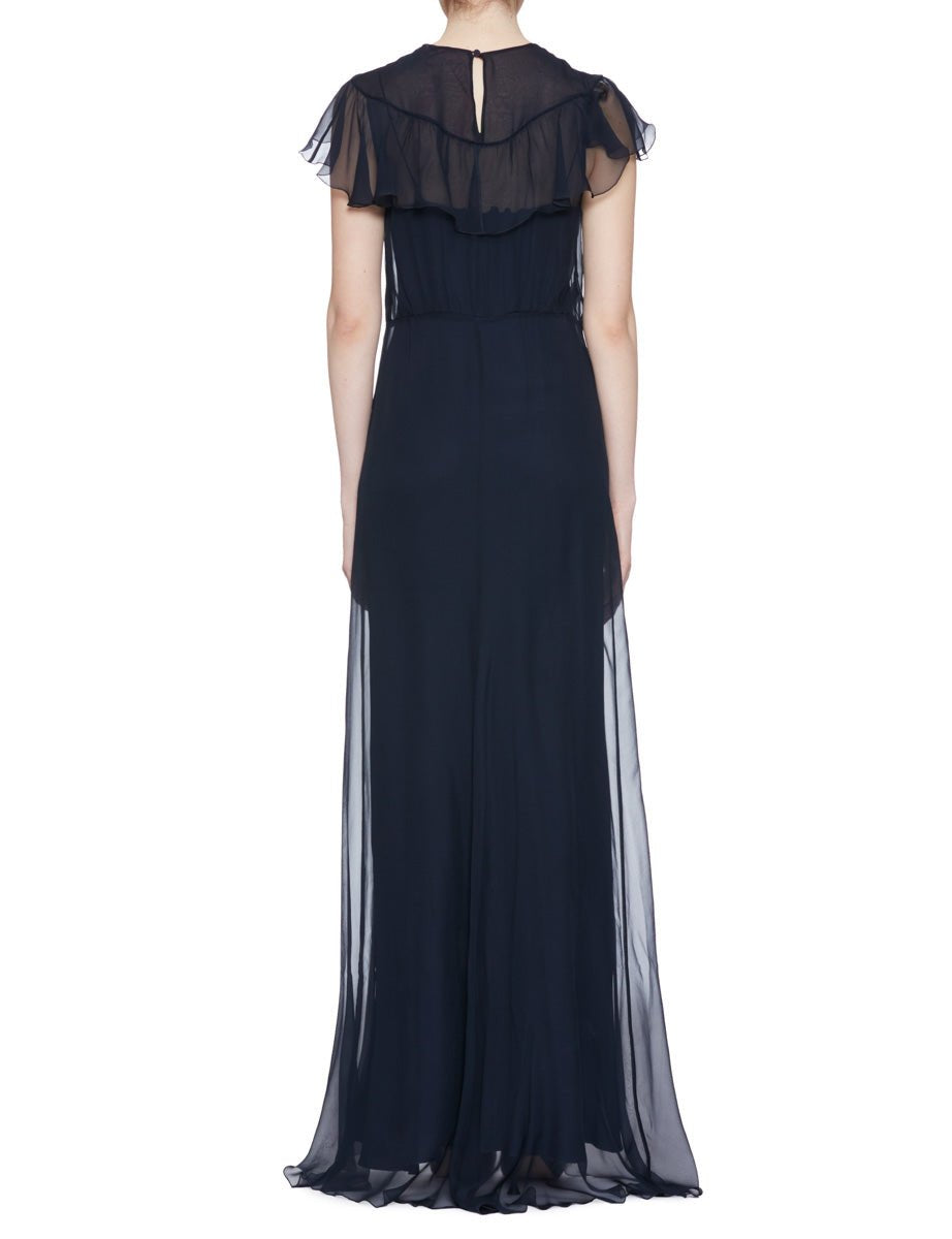 abito lungo chiffon seta blu - n21 alessandro dell'acqua - abito