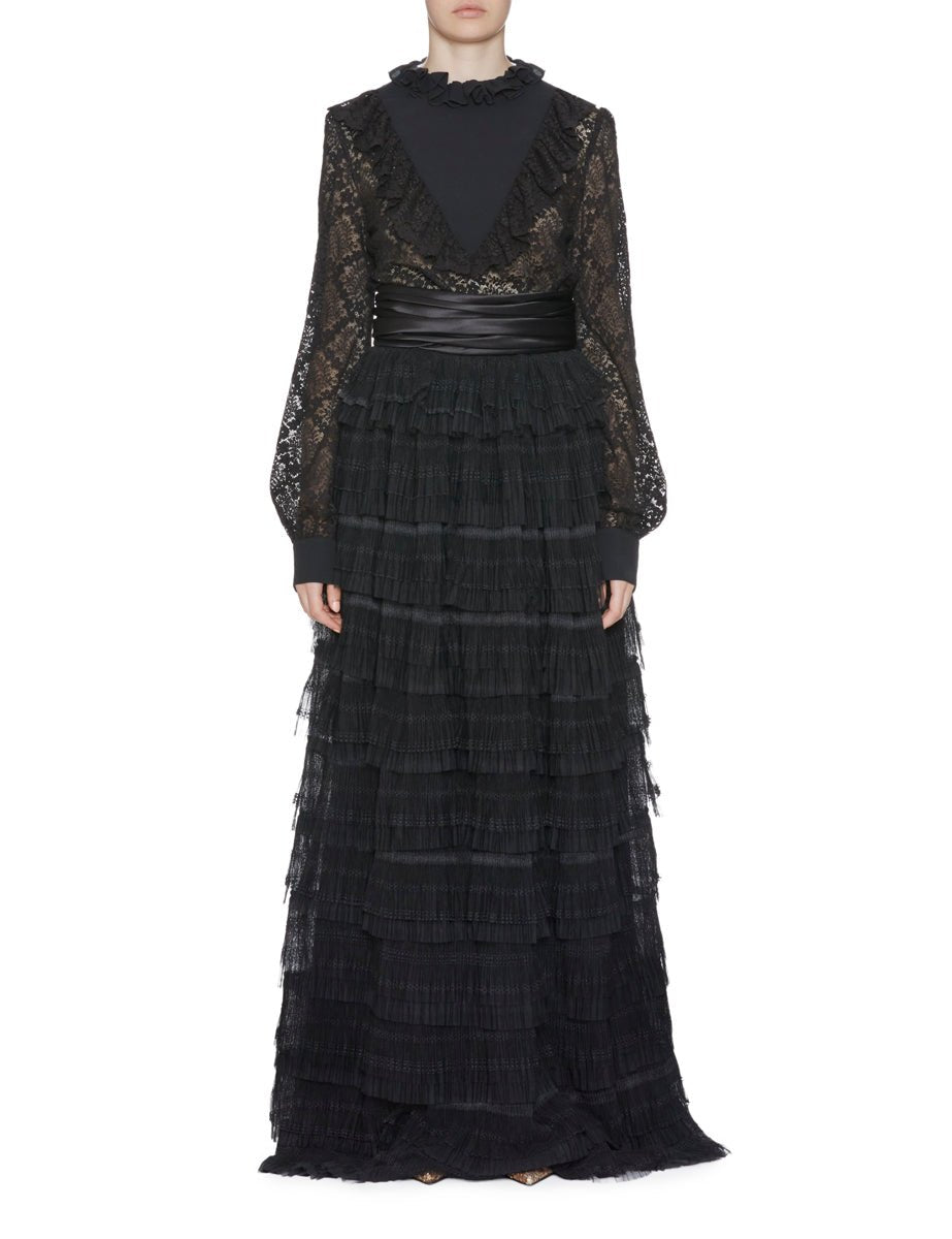 abito lungo gonna balze nero - vivetta - abito