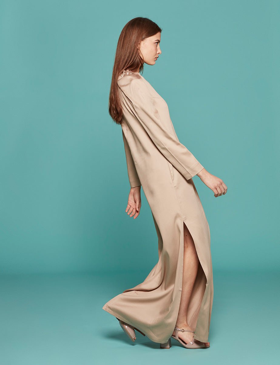 abito lungo maxi perle champagne - mother of pearl - abito