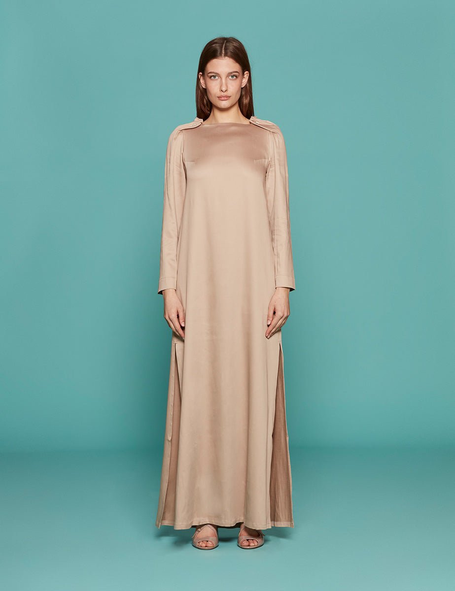 abito lungo maxi perle champagne - mother of pearl - abito