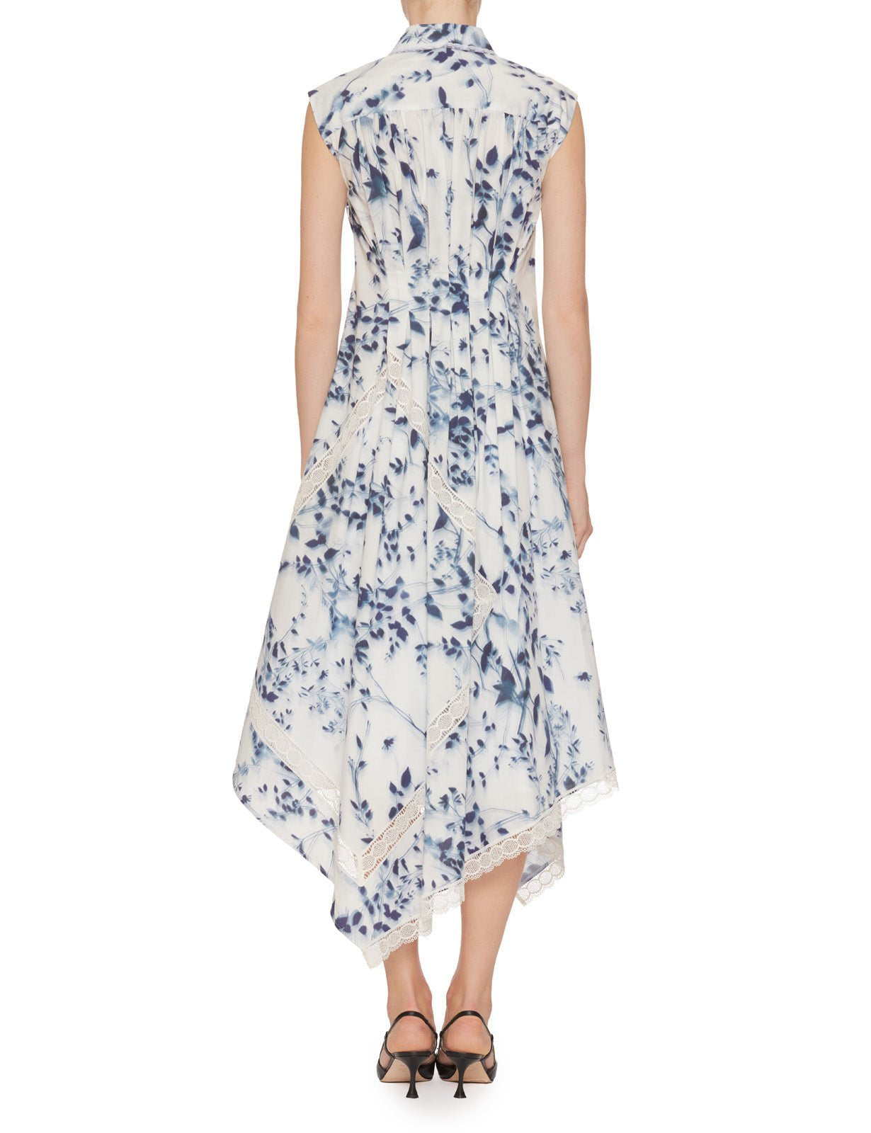abito lungo printed pizzo bianco blu - vivetta - abito