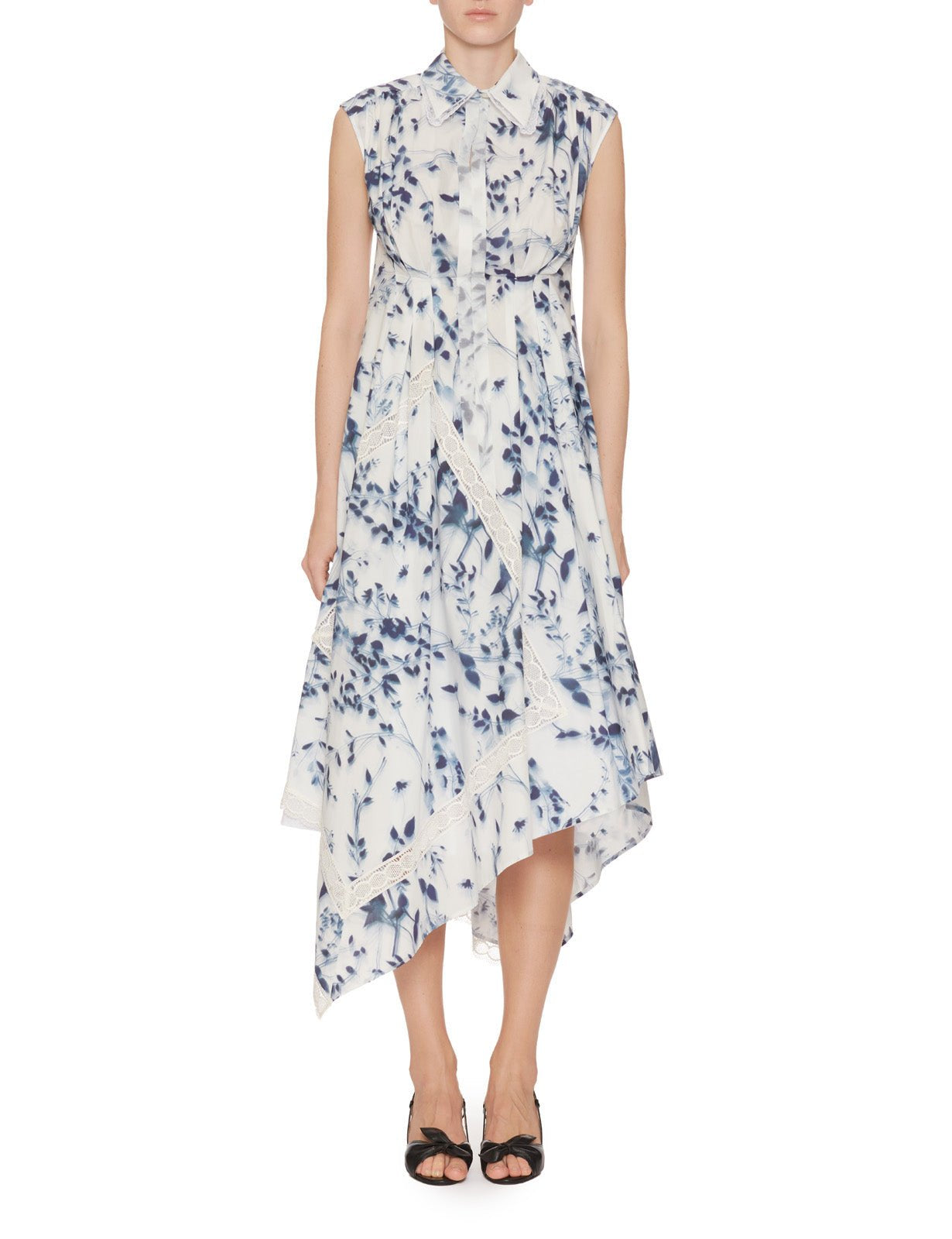 abito lungo printed pizzo bianco blu - vivetta - abito