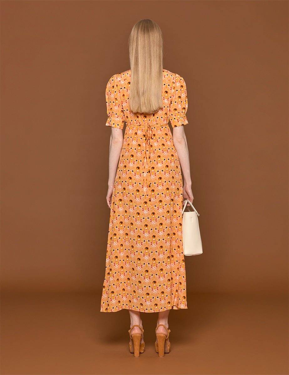 abito lungo roxana sun burst orange - muzungu sisters - abito