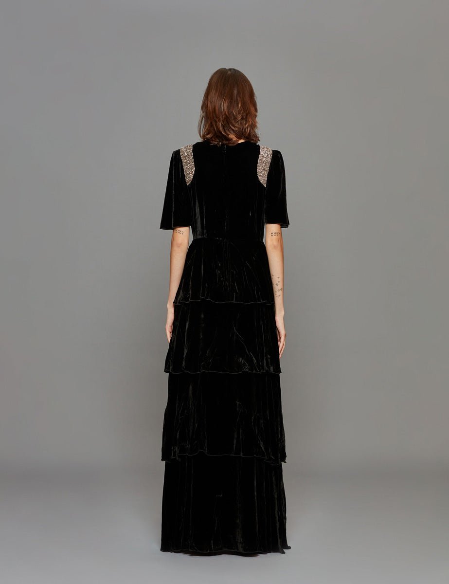 abito lungo velluto amira black - muzungu sisters - abito