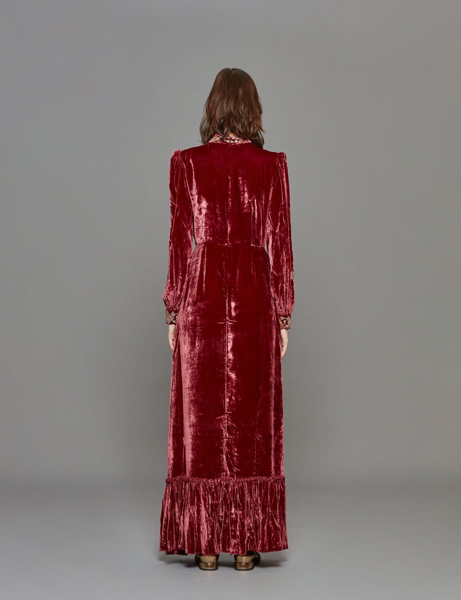 abito lungo velluto selena berry - muzungu sisters - abito