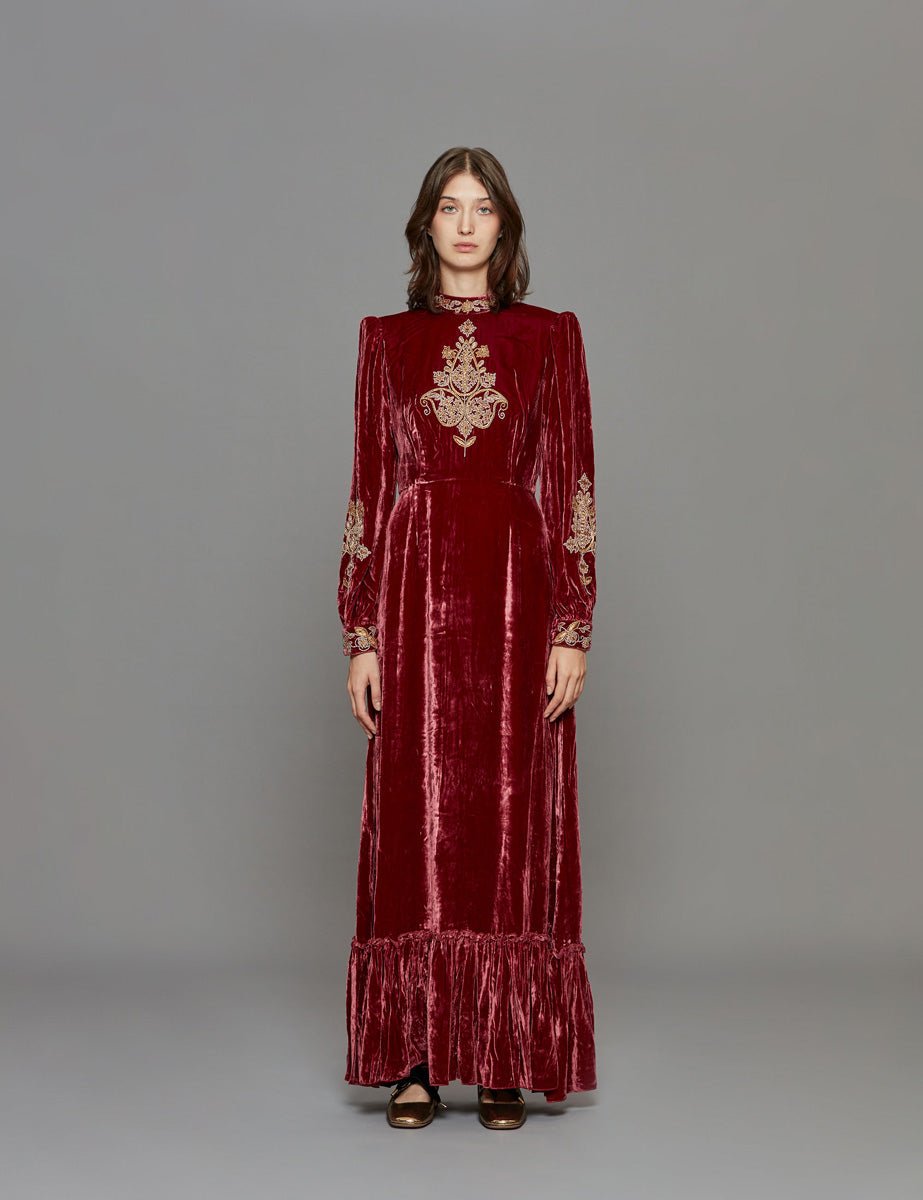 abito lungo velluto selena berry - muzungu sisters - abito