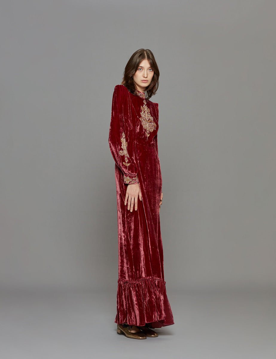 abito lungo velluto selena berry - muzungu sisters - abito