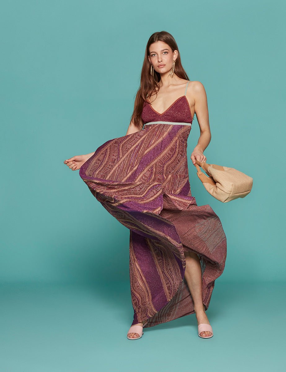 abito lurex jacquard jersey knit slip cocktail - forte forte - abito