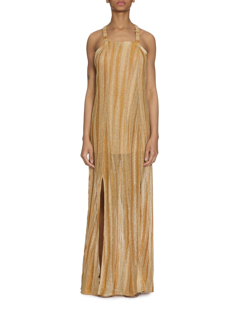 abito lurex jacquard spalline gold - forte forte - abito
