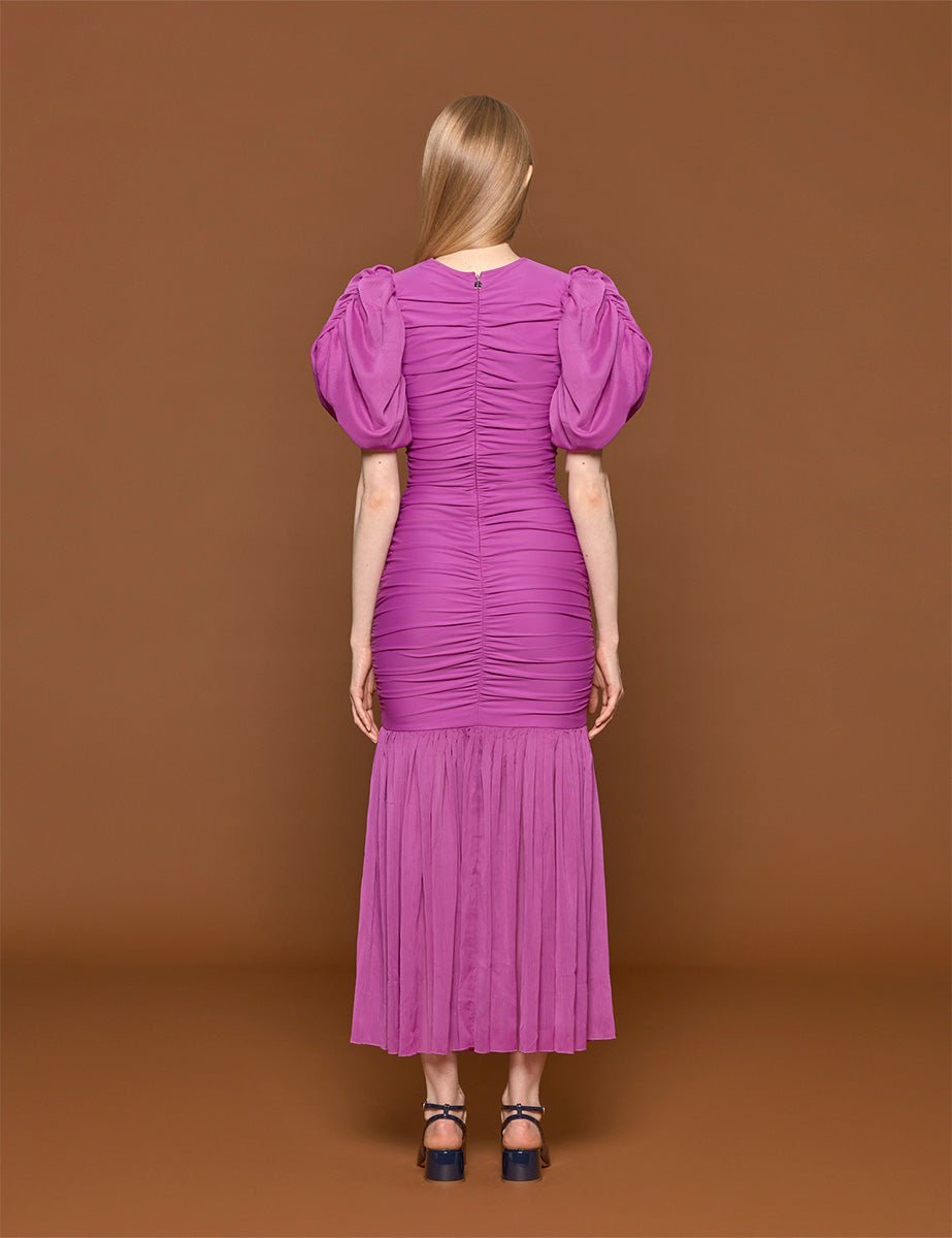 abito manica chiffon puff purple - rotate - abito