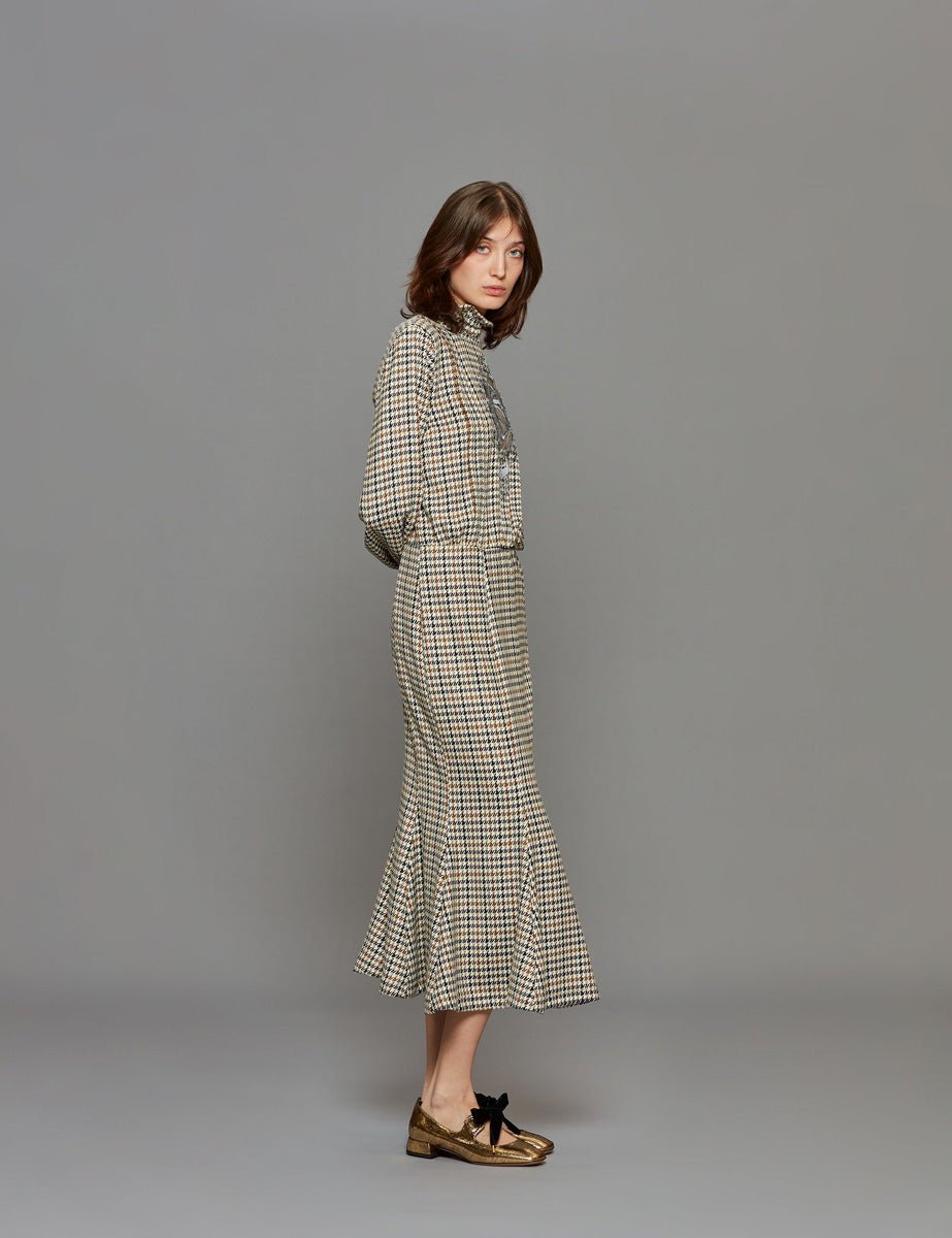 abito midi ricamo blu moro panna - stella jean - abito