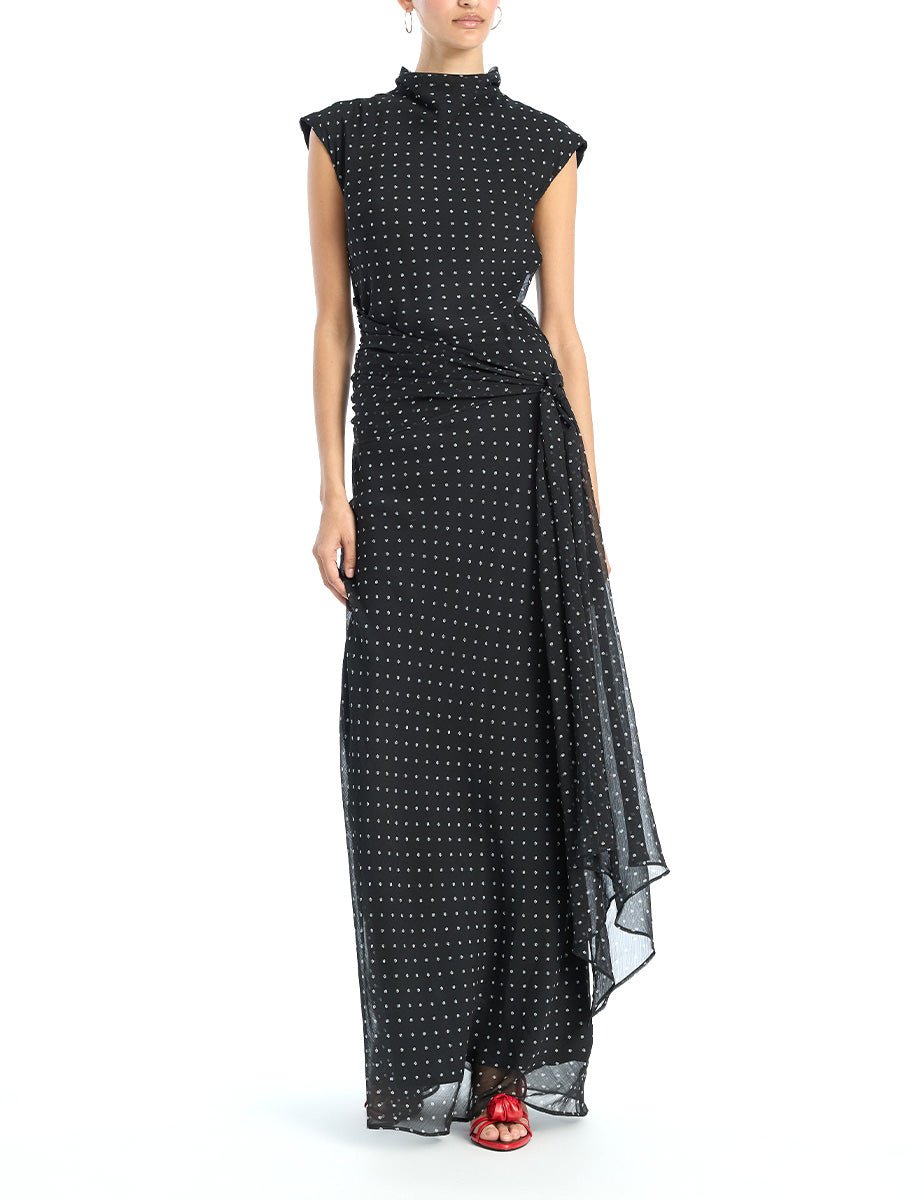 abito midi stampa fiorellini nero - rotate - miniabito