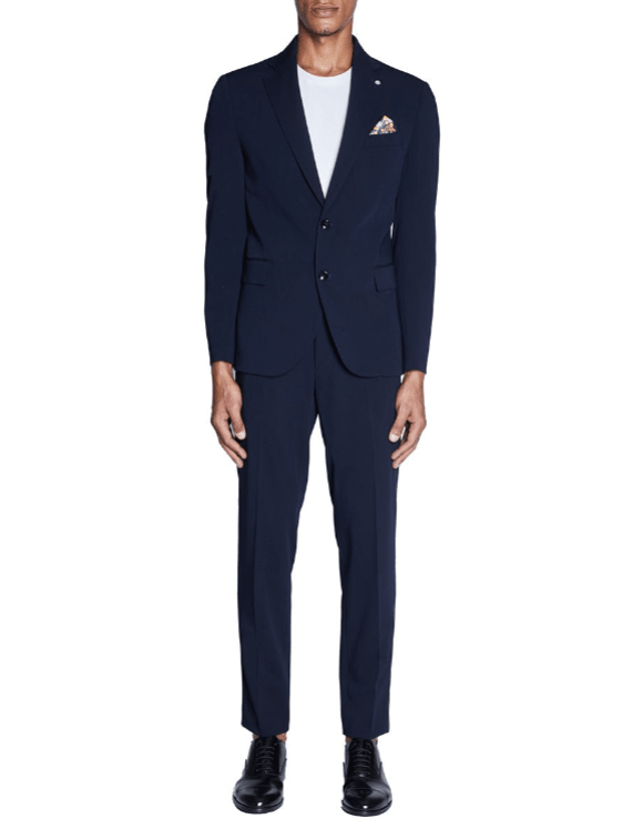 abito monopetto tessuto stretch blu - bharnaba - completo monopetto