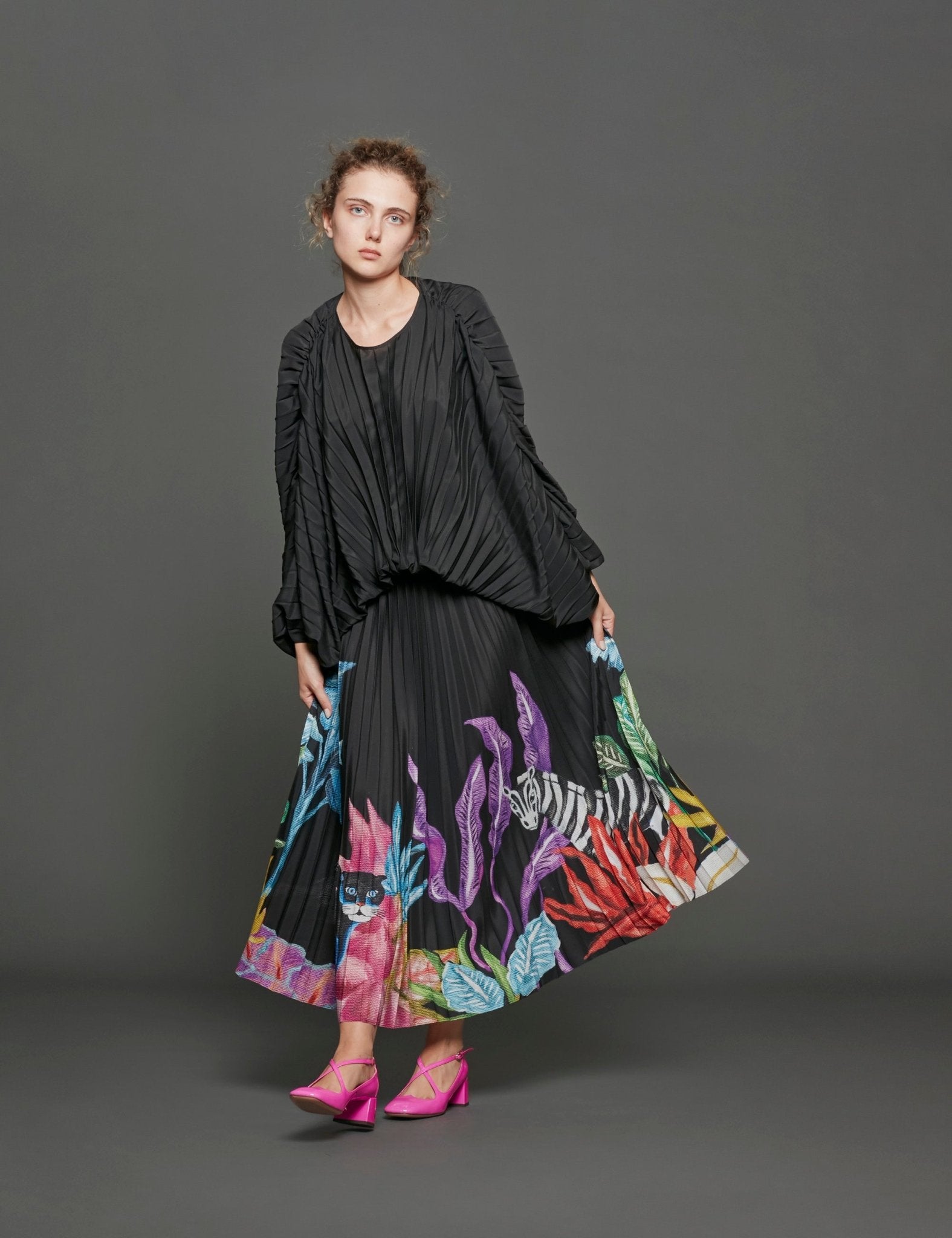 abito plisse nero - stella jean - abito