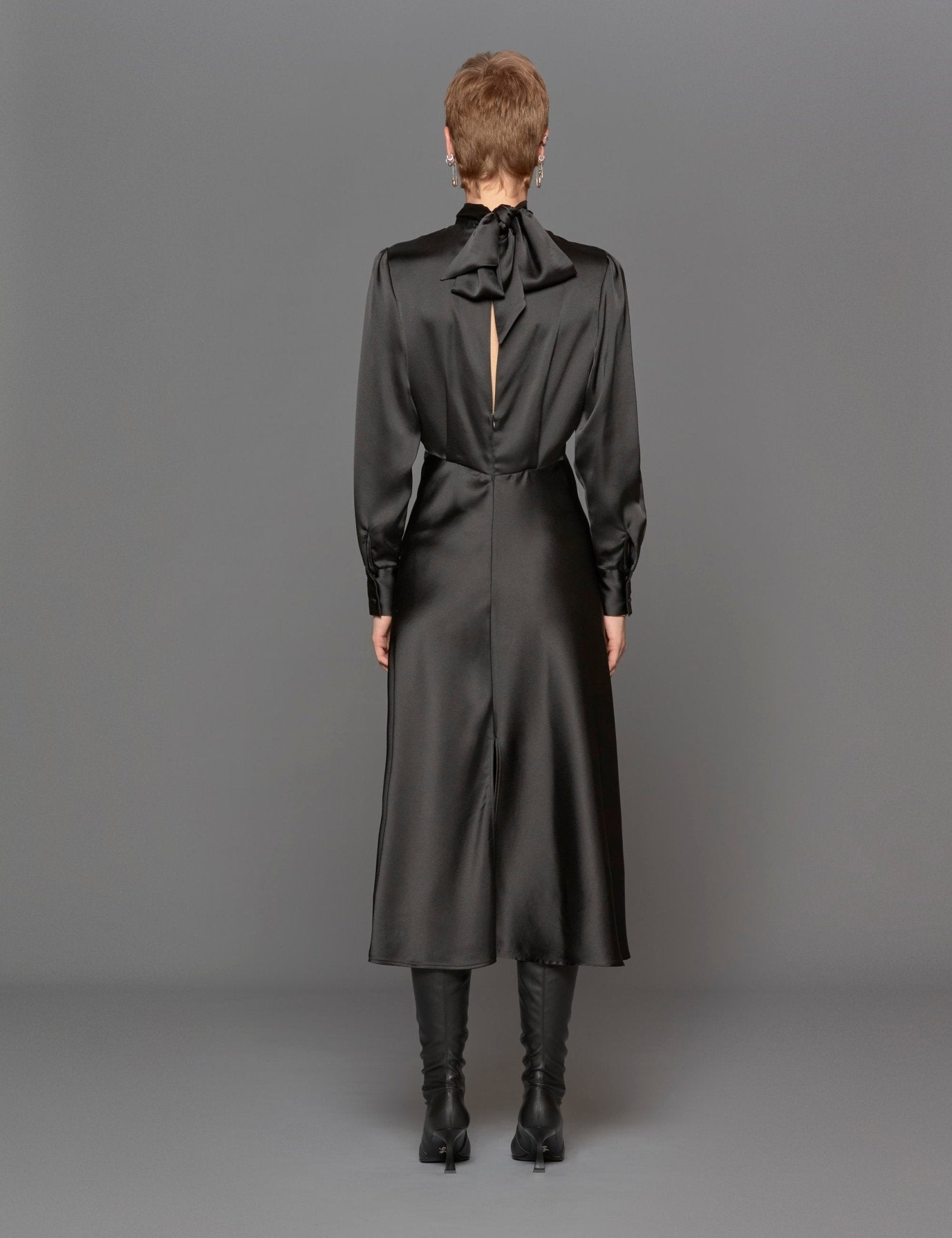 abito raso fiocco nero - blufrida - abito