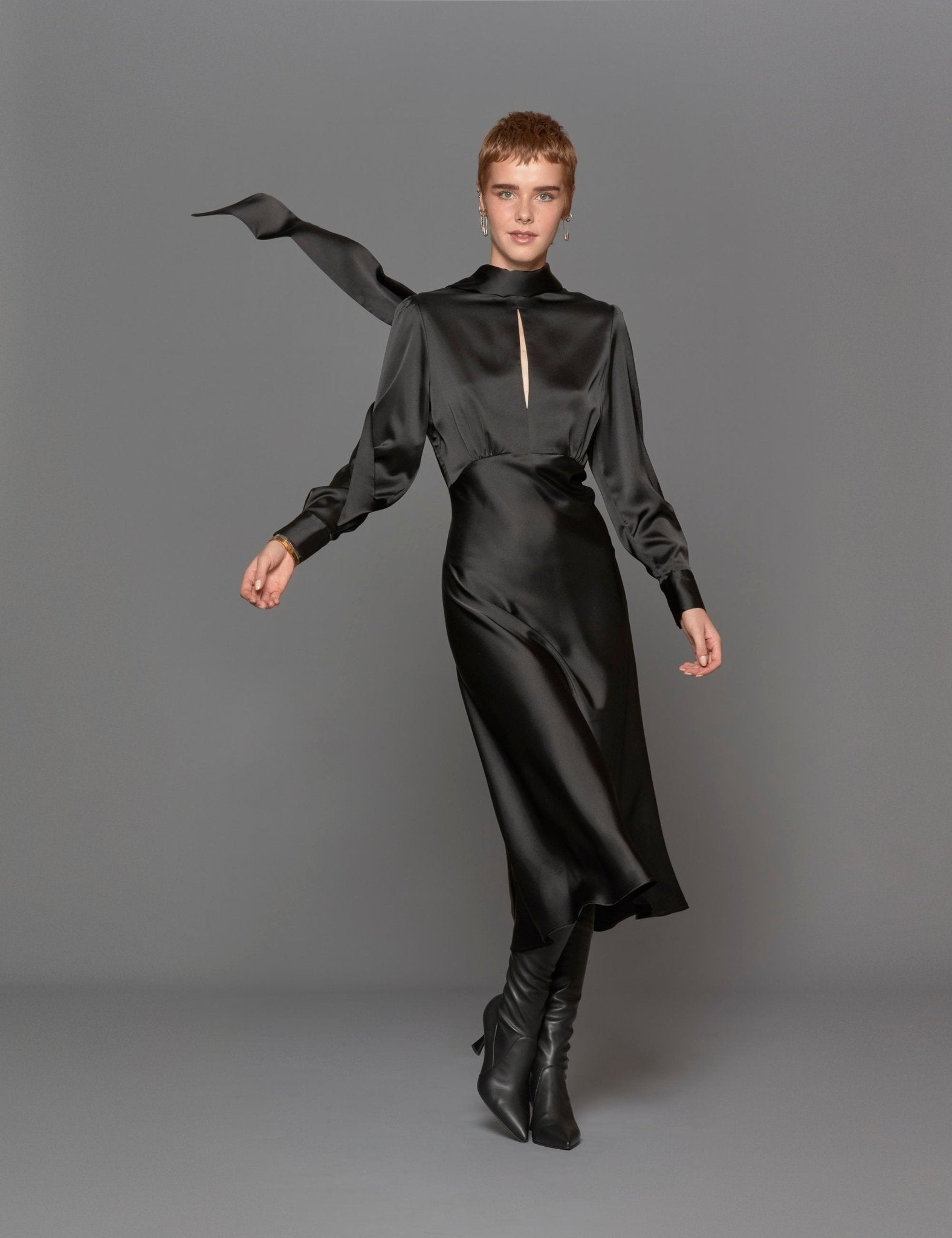 abito raso fiocco nero - blufrida - abito