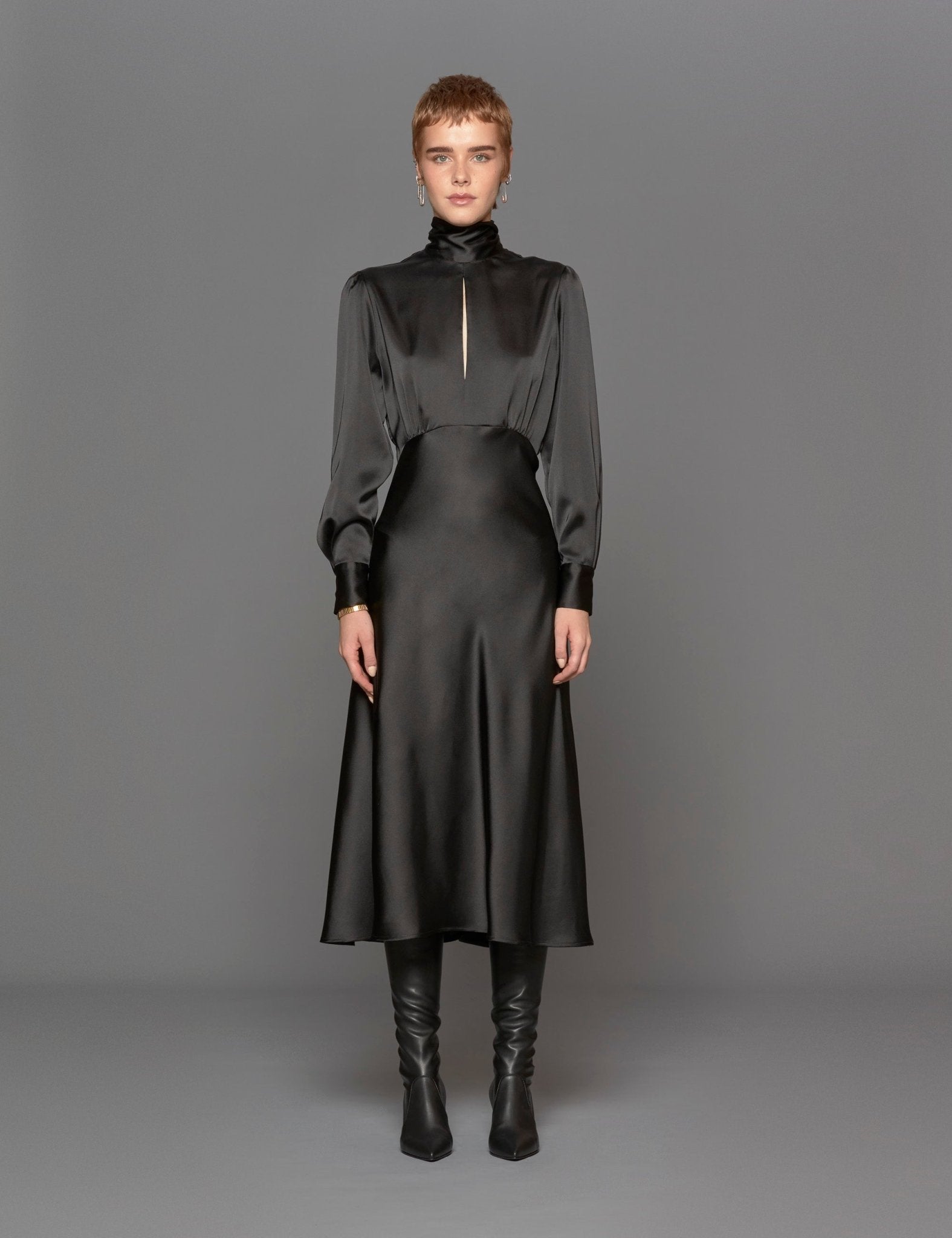 abito raso fiocco nero - blufrida - abito