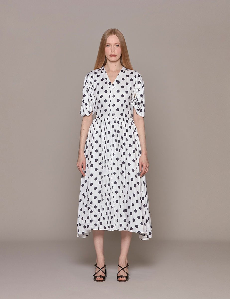 abito sbuffo pois bianco blu - vivetta - abito