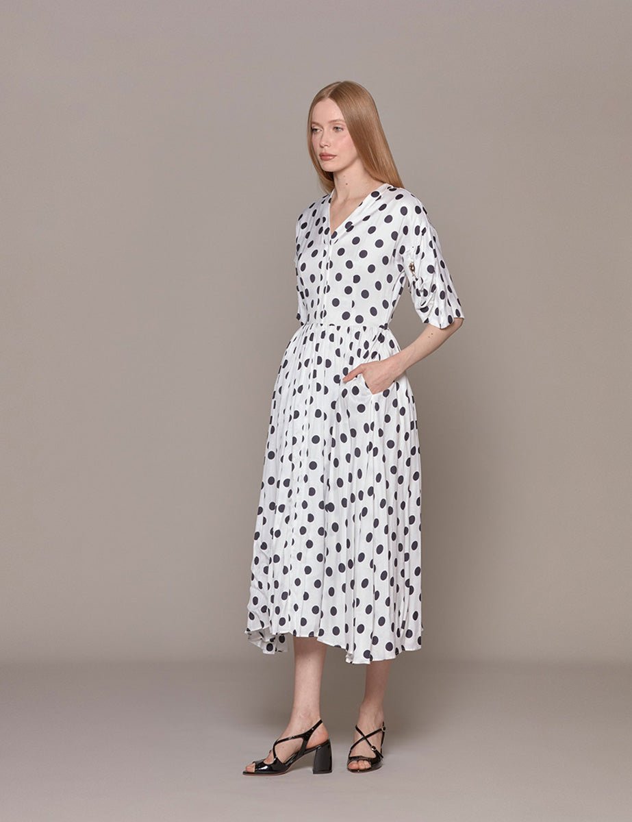 abito sbuffo pois bianco blu - vivetta - abito