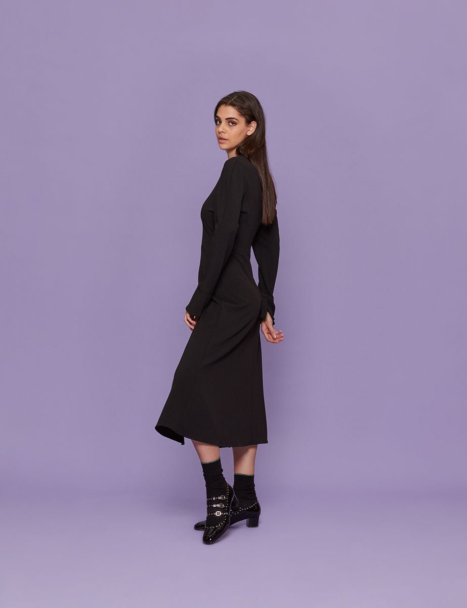 abito scuba crepe gonna nero - blufrida - abito