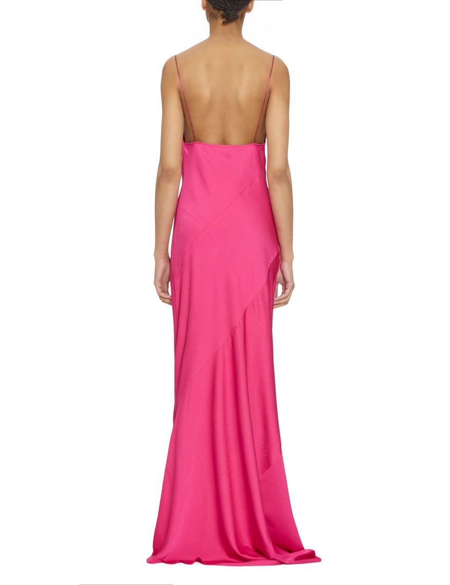 abito spalline raso poli lampone - blufrida - abito